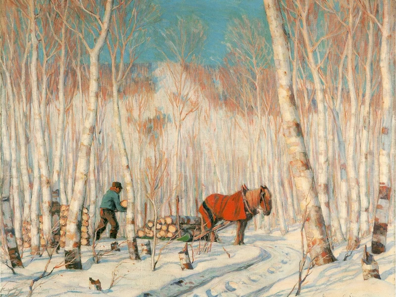 1881-Clarence Gagnon - Marcia nel bosco di betulle